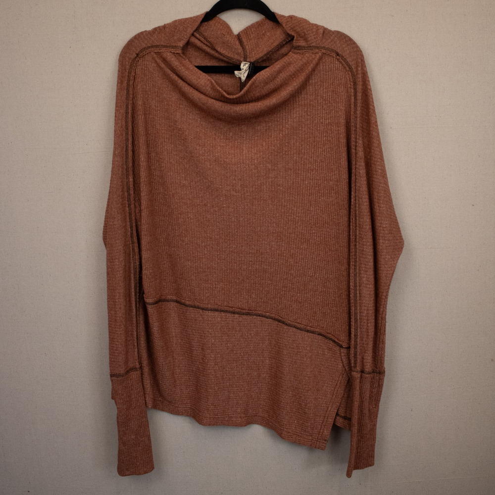 We the Free Londontown brown thermal ribbed long sleeve top-S